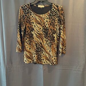 Notations Leopard Print Blouse in Brown and Black